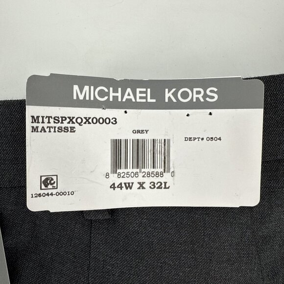 New Michael Kors Mens Size 44W x 32L Gray Solid Classic-Fit Stretch Dress Pants - Picture 4 of 6